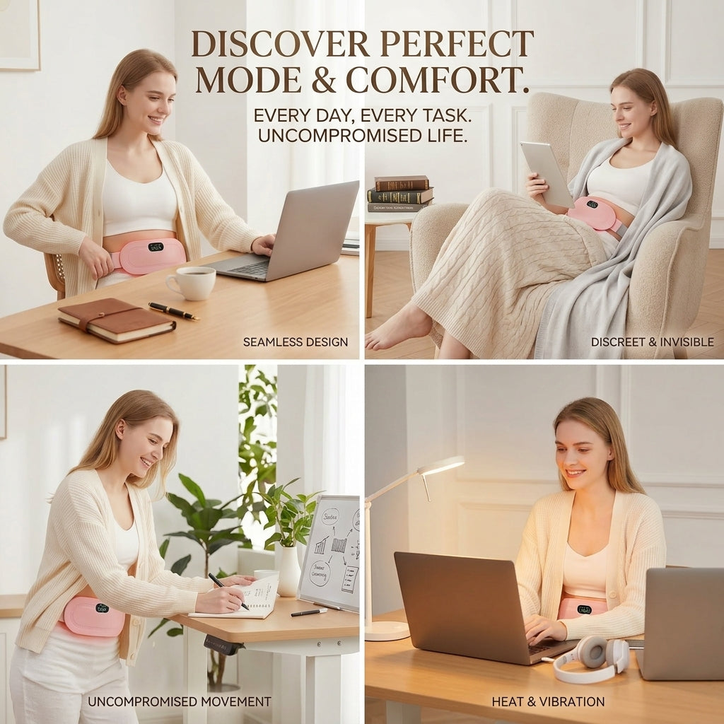 Period Cramp Relief Massager with Heating Pad for Back Pain|Cramp Free- Period Cramp Relief Heater & Massager|Works As Periods Pain Relief|Periods Cramps,Back/Belly Heating Pad