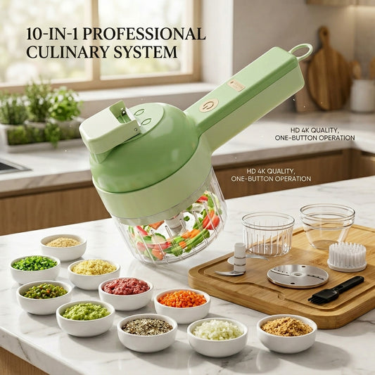 4-in-1 Portable Electric Vegetable Chopper & Food Processor – Wireless, USB Rechargeable