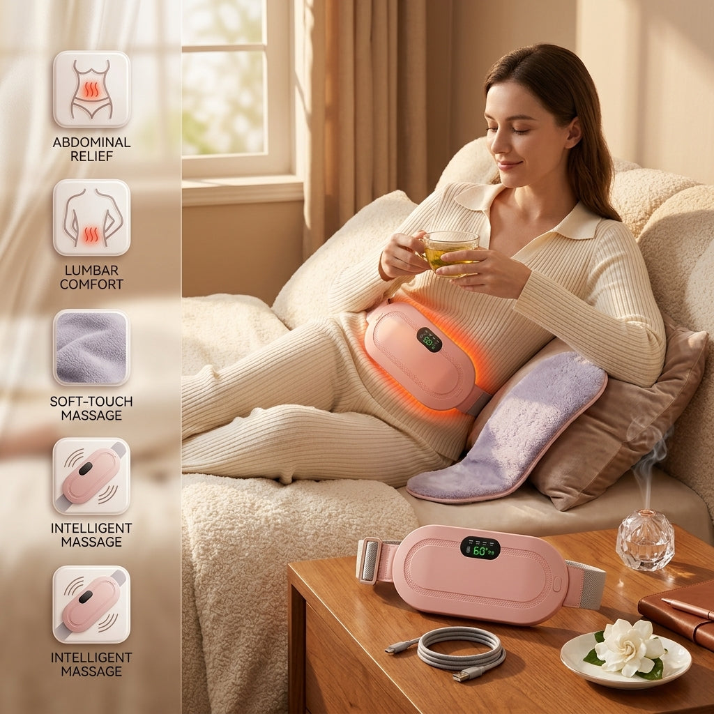 Period Cramp Relief Massager with Heating Pad for Back Pain|Cramp Free- Period Cramp Relief Heater & Massager|Works As Periods Pain Relief|Periods Cramps,Back/Belly Heating Pad
