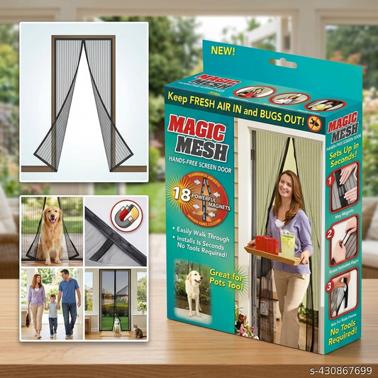 Polyester Magnetic Mosquito Net for Door | Mosquito Curtain for All Door Types & Sizes | Auto-Closing Insect Screen to Keep Mosquito Out